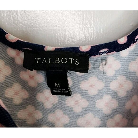 Talbots Daisy Print Jersey Maxi Dress Size Medium Navy Blue / Pink - Picture 3 of 5
